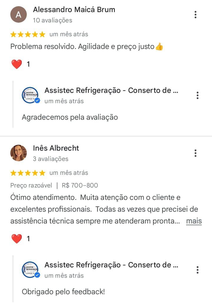 Print de avaliações reais da Assistec no Google, imagem 4 de 6