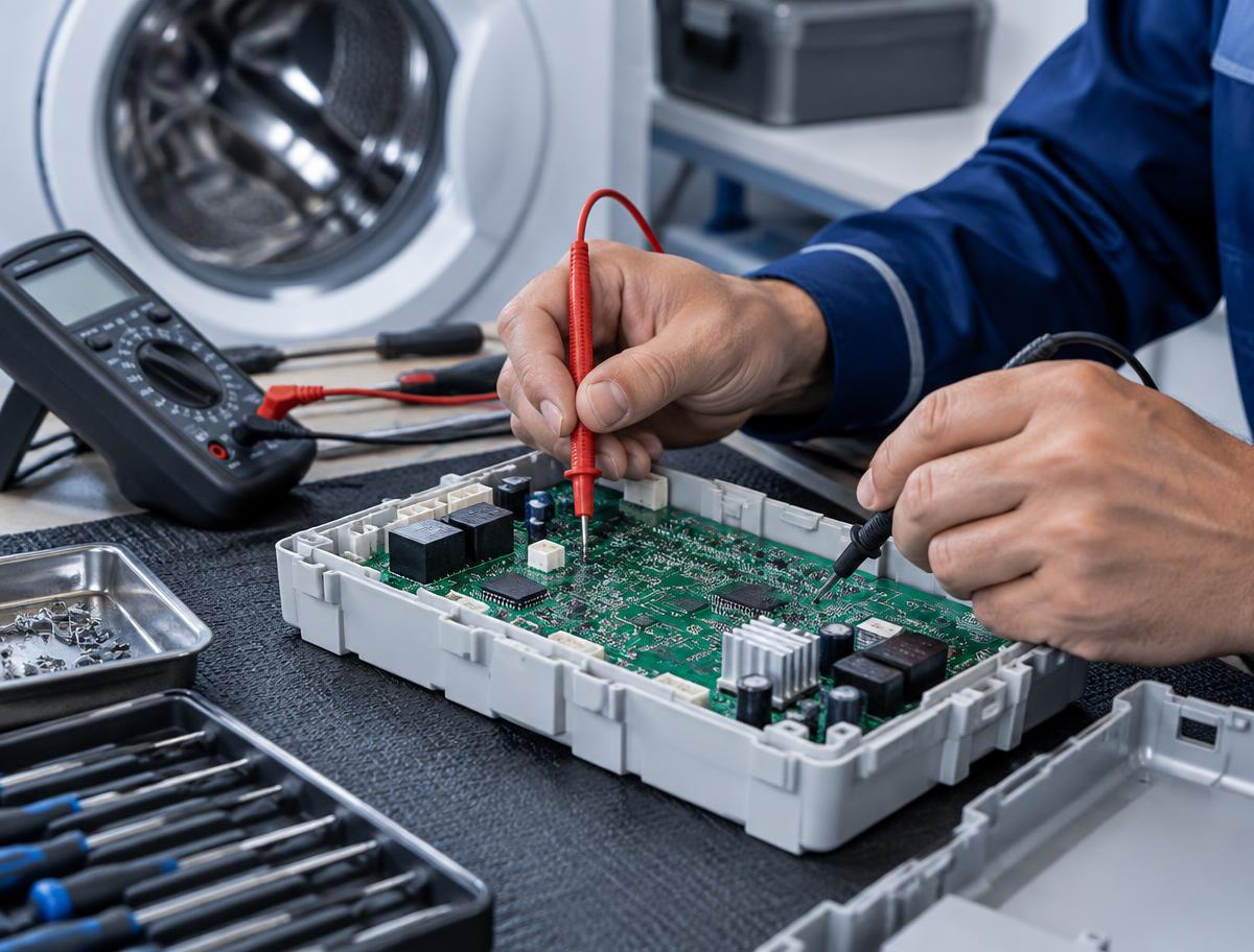 Diagnóstico técnico de placa eletrônica de eletrodoméstico